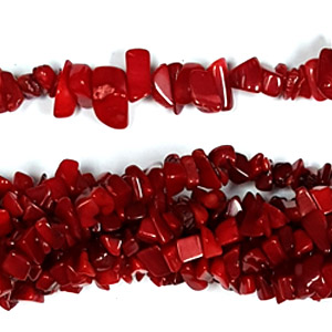 DYED RED CORAL CHIPS 36" (5 STRS)